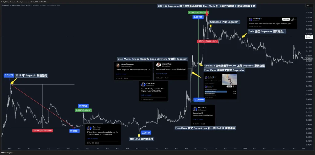 Dogecoin 價格暴動歷史