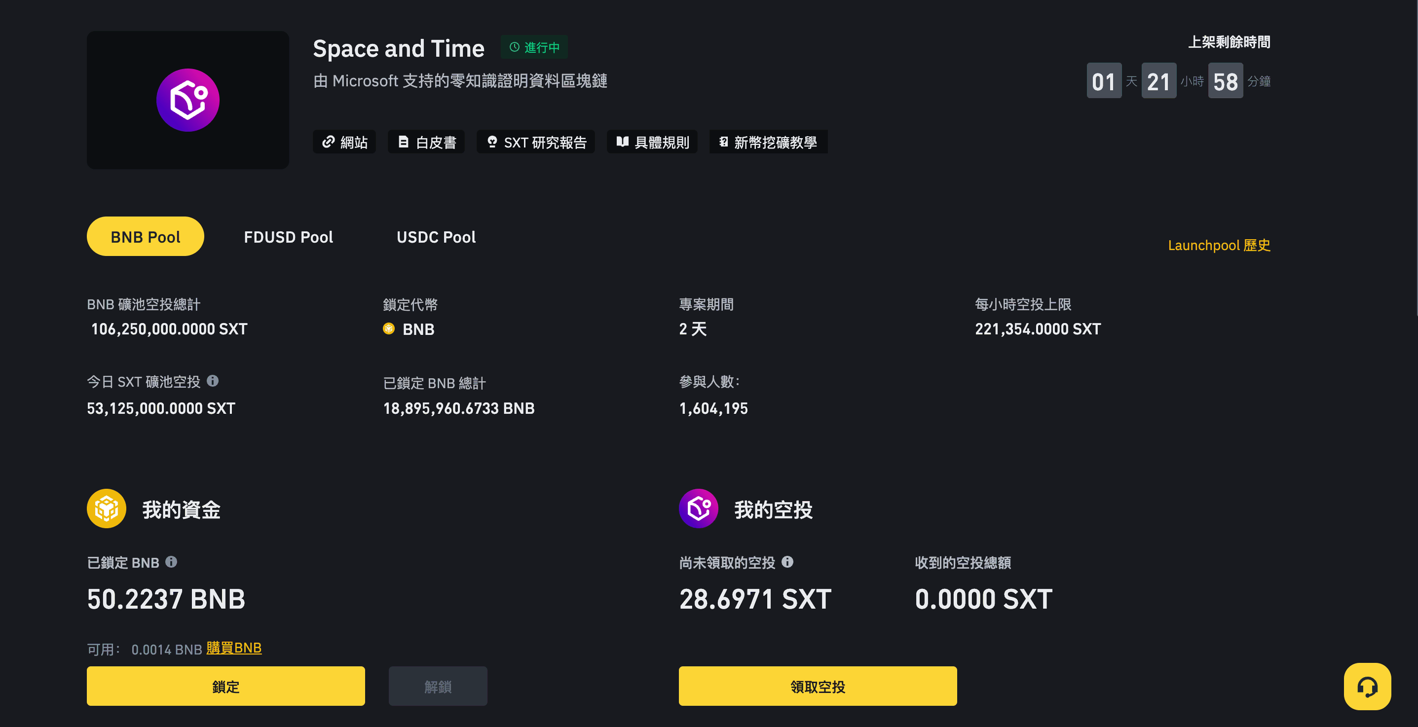 幣安Launchpool - sxt
