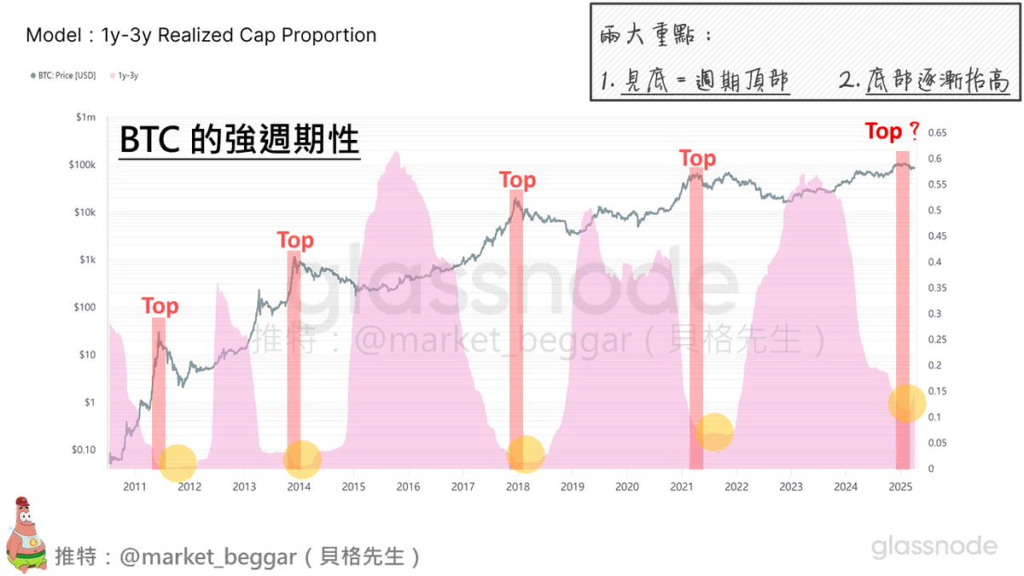 BTC 最強大的群體：持有時間介於 1 年到 3 年的市場參與者