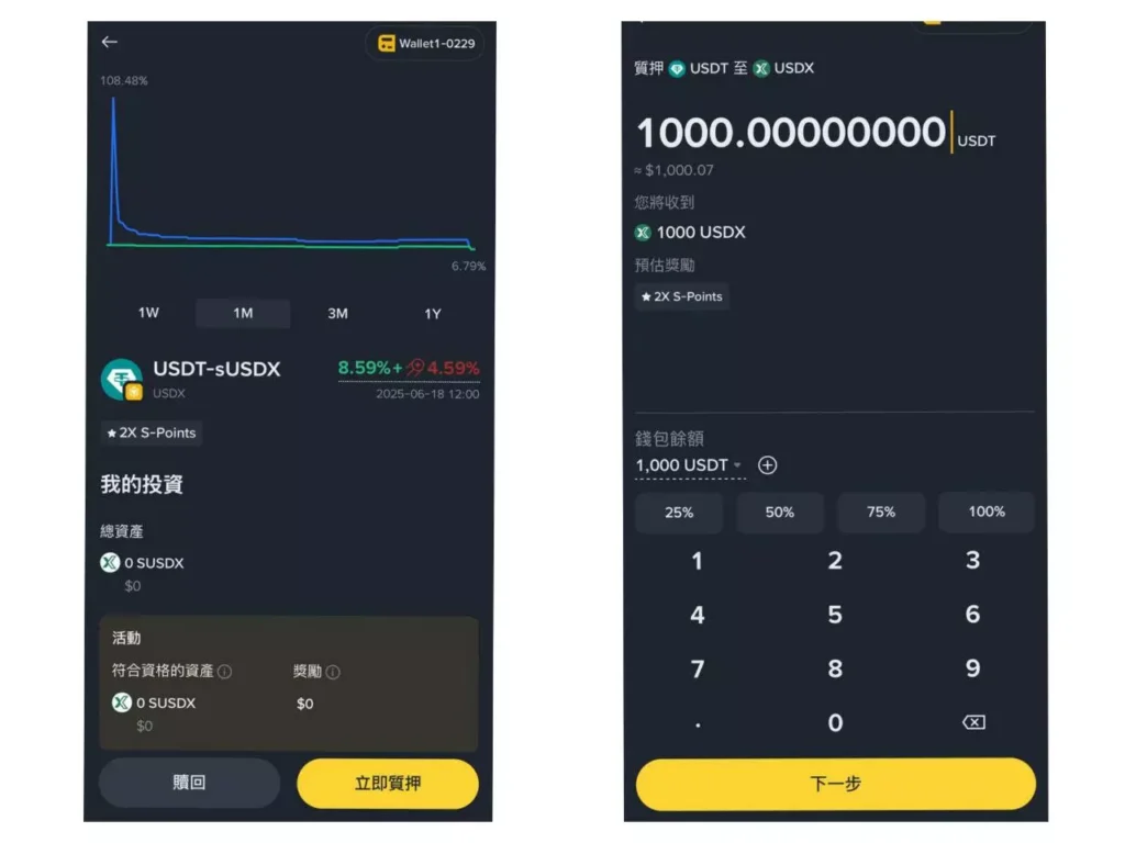 鑄造 $USDX 並質押