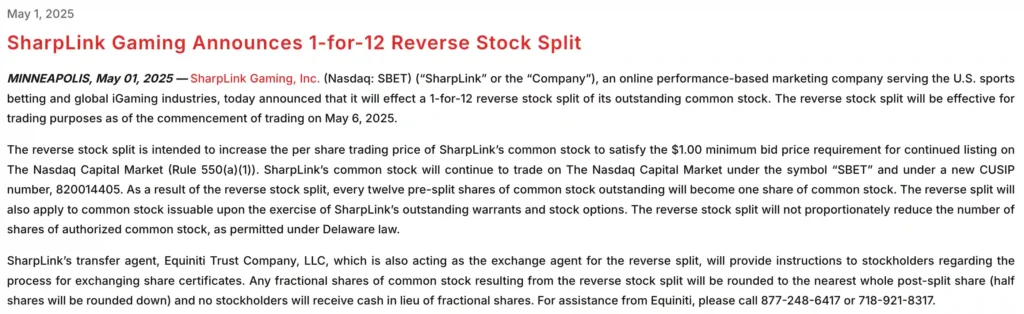 SharpLink 財務槓桿