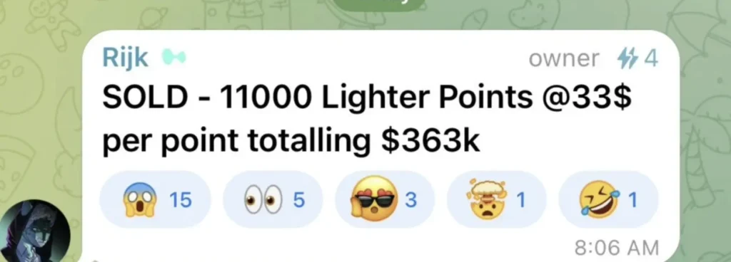 Lighter場外每積分價值