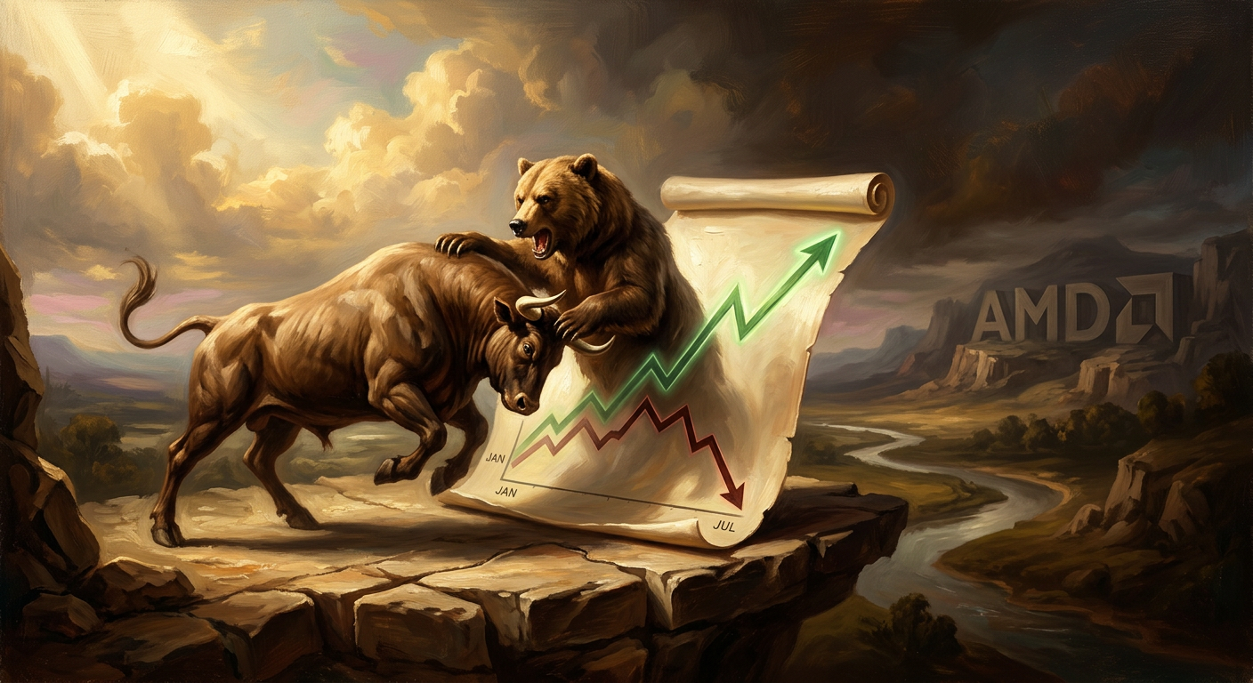 AMD美股做什麼?深入剖析股價、財報、AI晶片與投資策略 AMD美股做什麼gql股價圖與漲跌符號的插畫