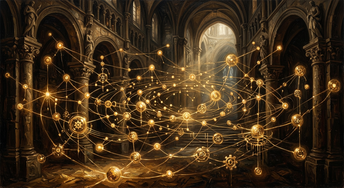 比特幣是什麼:2024年無國界數位黃金的全方位指南 比特幣 BTC 去中心化網路的插畫場景