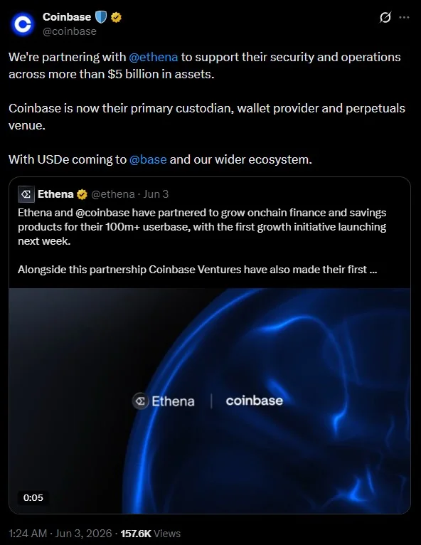 告別質疑:Ethena 如何穿上華爾街的西裝? coinbase ethena