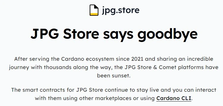 巨鯨失血創辦人放假!Cardano 真的完了? jpgStore