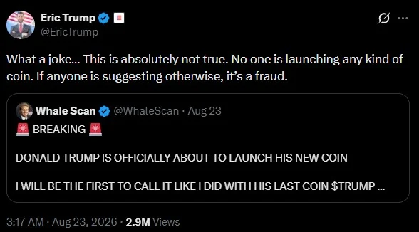 川普又要發新幣?還原 Truth Coin 事件始末! Eric Trump 闢謠